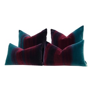 Ombre Velvet Pillow Lagoon, Burgundy and Loganberry. Amazilia Plush Velvet Pillows, high End Designer Pillows, Luxury Velvet Pillow Covers image 9