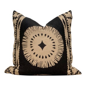 Schumacher Bora Bora Pillow in Lava. Decorative Lumbar Medalion Linen Pillow.