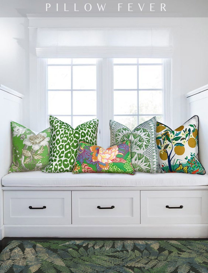 Thibaut Honshu Pillow Green. Chinoiserie Pillow Cover Emerald Etsy