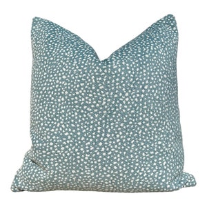 Thibaut Fawn Indoor Outdoor Pillow in Sky Blue. Outdoor Designer Pillows, High End Pillows, Light Blue Modern Pillow, Lumbar Pillow Covers