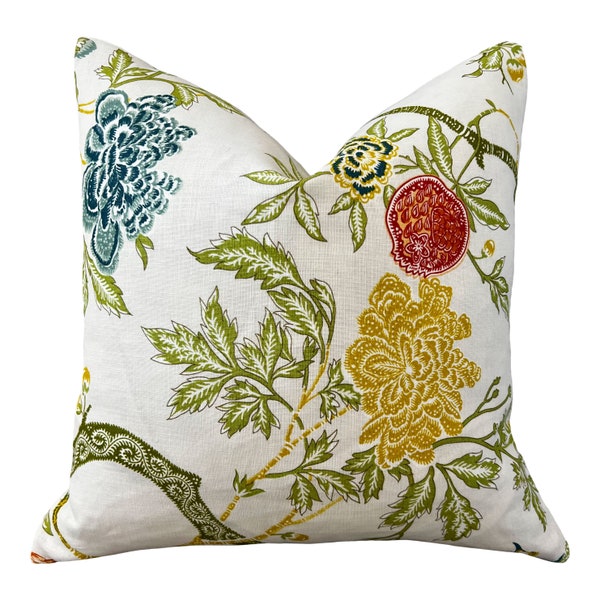 Schumacher Arbre Chinois Pillow in Meadow. Decorative lumbar Pillow. Decorative Accent Cushion Covers Green Cream, Lumbar Throw pillow.