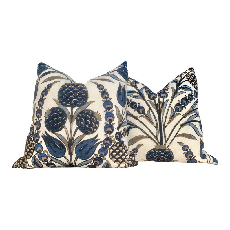 Thibaut Corneila Accent Pillow in Navy. Decorative Floral Etsy
