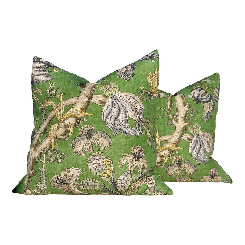Thibaut Chatelain Pillow Cover in Green. Designer Decorative Pillow Cover Green French Country Floral Accent lumbar Cushion Case Euro Sham image 6