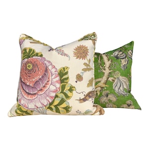 Thibaut Chatelain Pillow Cover in Green. Designer Decorative Pillow Cover Green French Country Floral Accent lumbar Cushion Case Euro Sham image 2