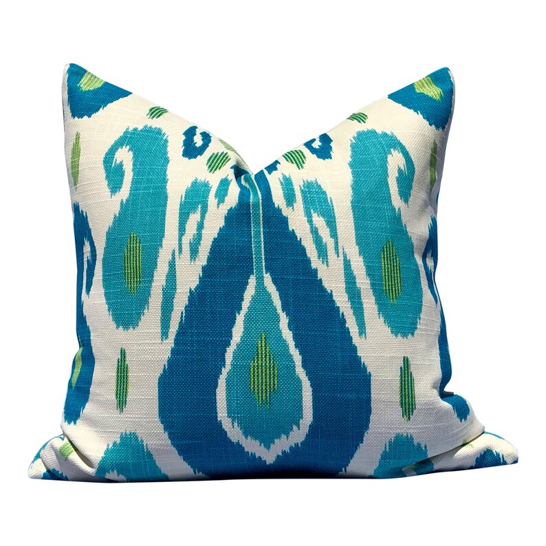 Teal Ikat Pillow Moroccan Pillow In Turquoise Etsy