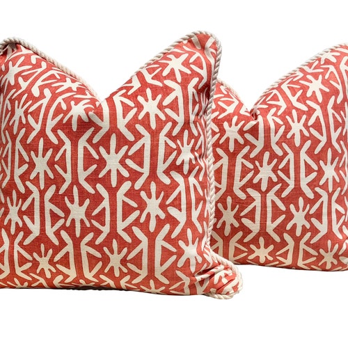 Thibaut Quadrille Pillow Light Blue Embellished Cotton Rope Etsy