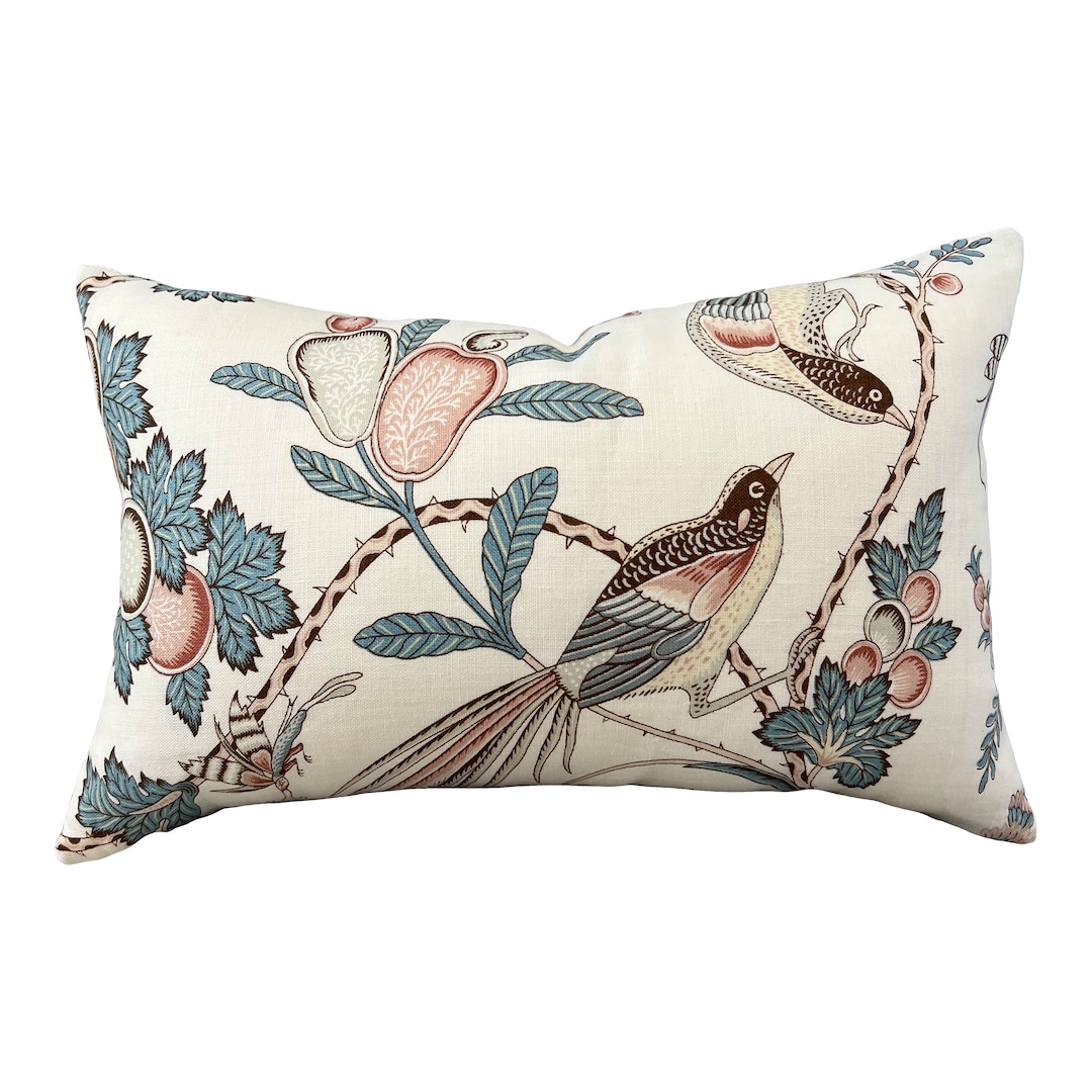 Schumacher Campagne Pillow - Peacock Rouge. Lumbar Linen Pillow ...