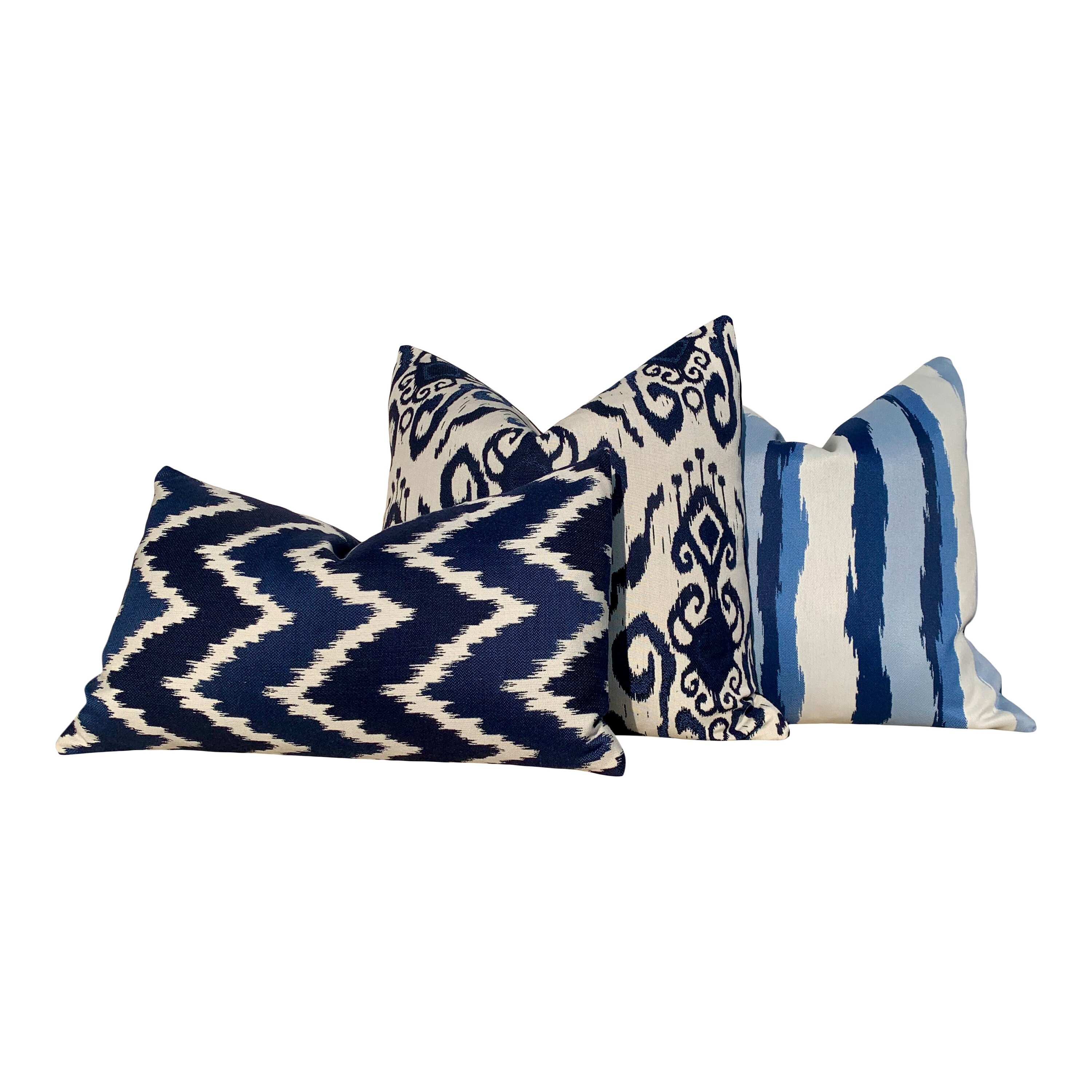 Sunbrella Ikat Indoor Outdoor Woven Pillow in Navy Blue. - Etsy