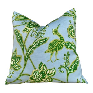 Thibaut Outdoor Goa Pillow in Aqua and Green. Decorative outdoor pillow Sunbrella Outdoor Pillow Cover Aqua Blue Accent Toss Throw