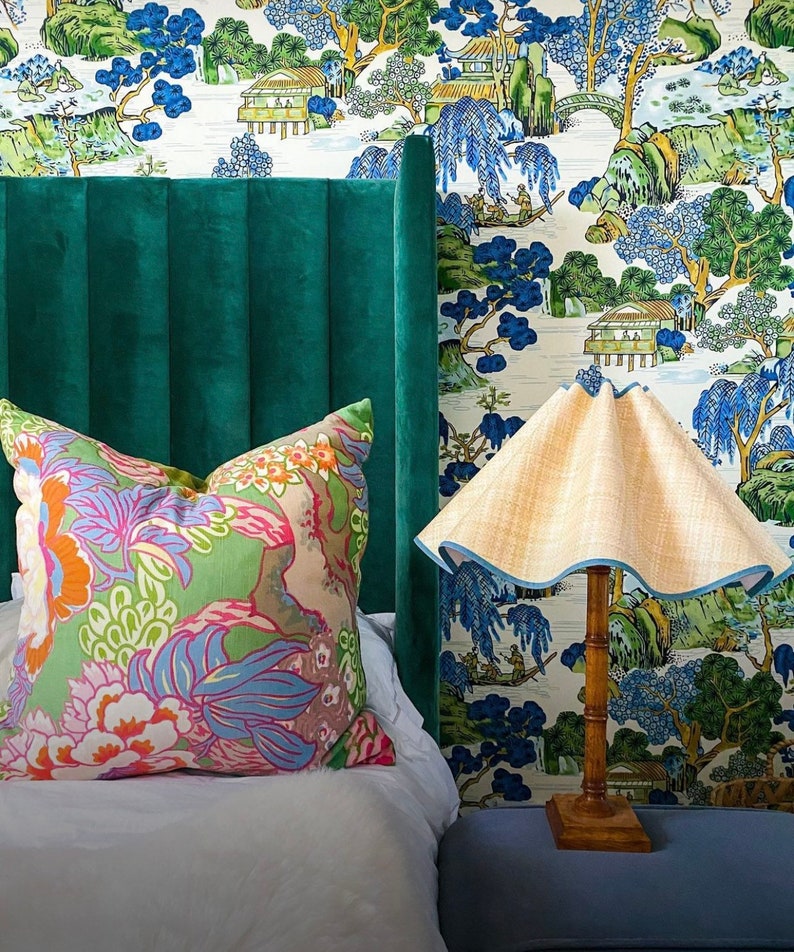 Thibaut Honshu Pillow Green. Chinoiserie Pillow Cover Emerald Etsy