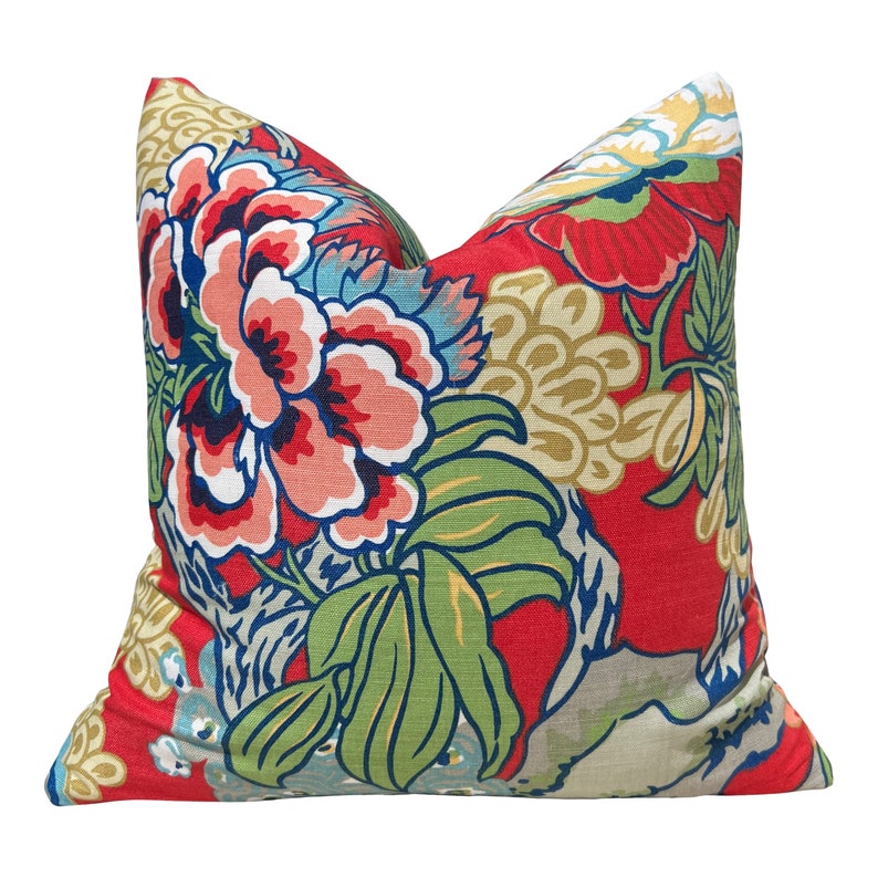 Thibaut Honshu Pillow in Coral. Chinoiserie Pillowcover Etsy