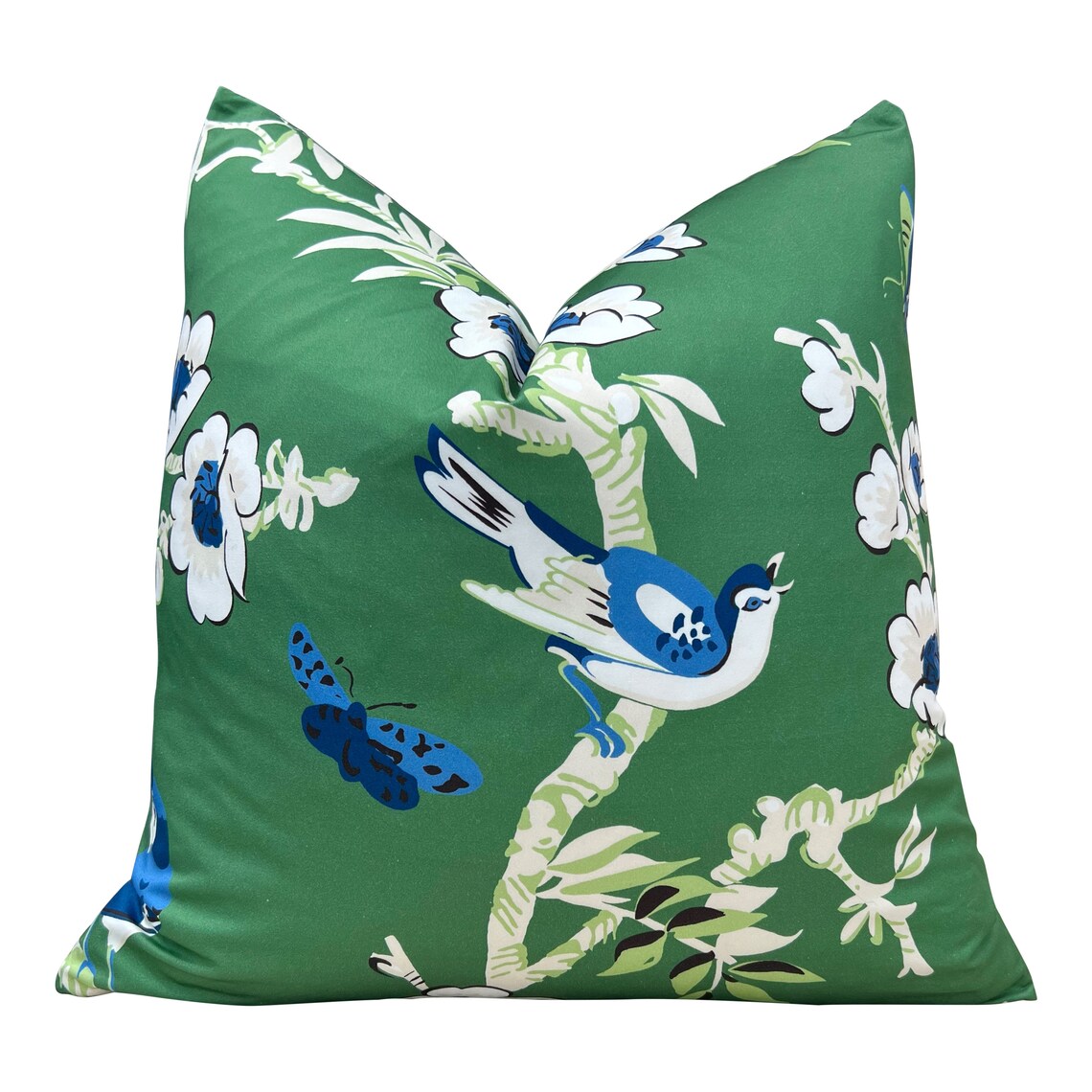 Designer Floral Decorative Pillow in Green and Blue. Thibaut Etsy