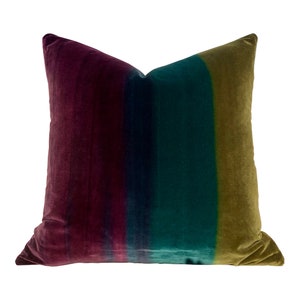 Amazilia Velvet Pillow in Gooseberry, Emerald, Loganberry. Lumbar Ombre Velvet Pillow, High End Plush Velvet Pillows, Designer Pillow Covers