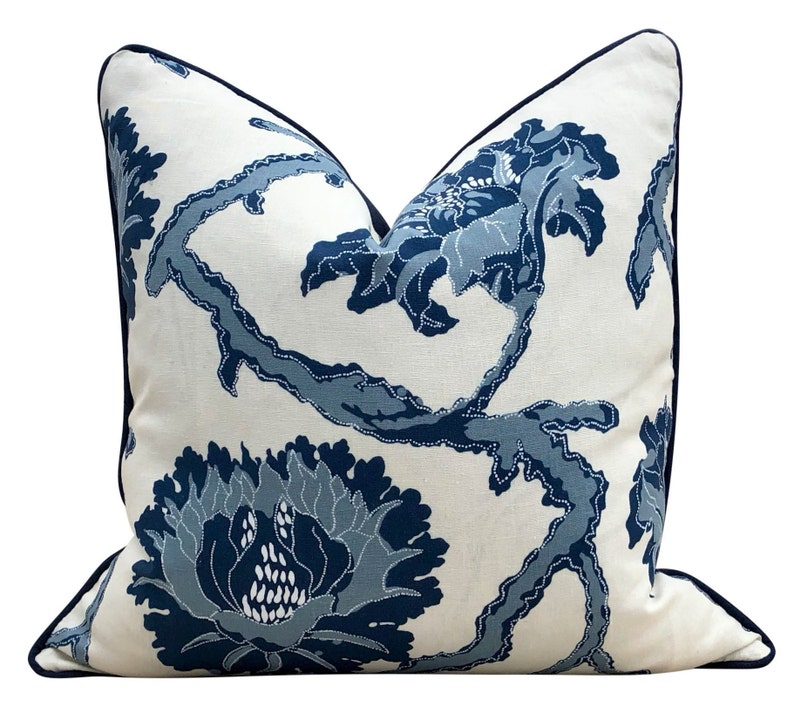 French General Indigo Pillow. Lumbar Navy Pillow Accent Pillow Etsy