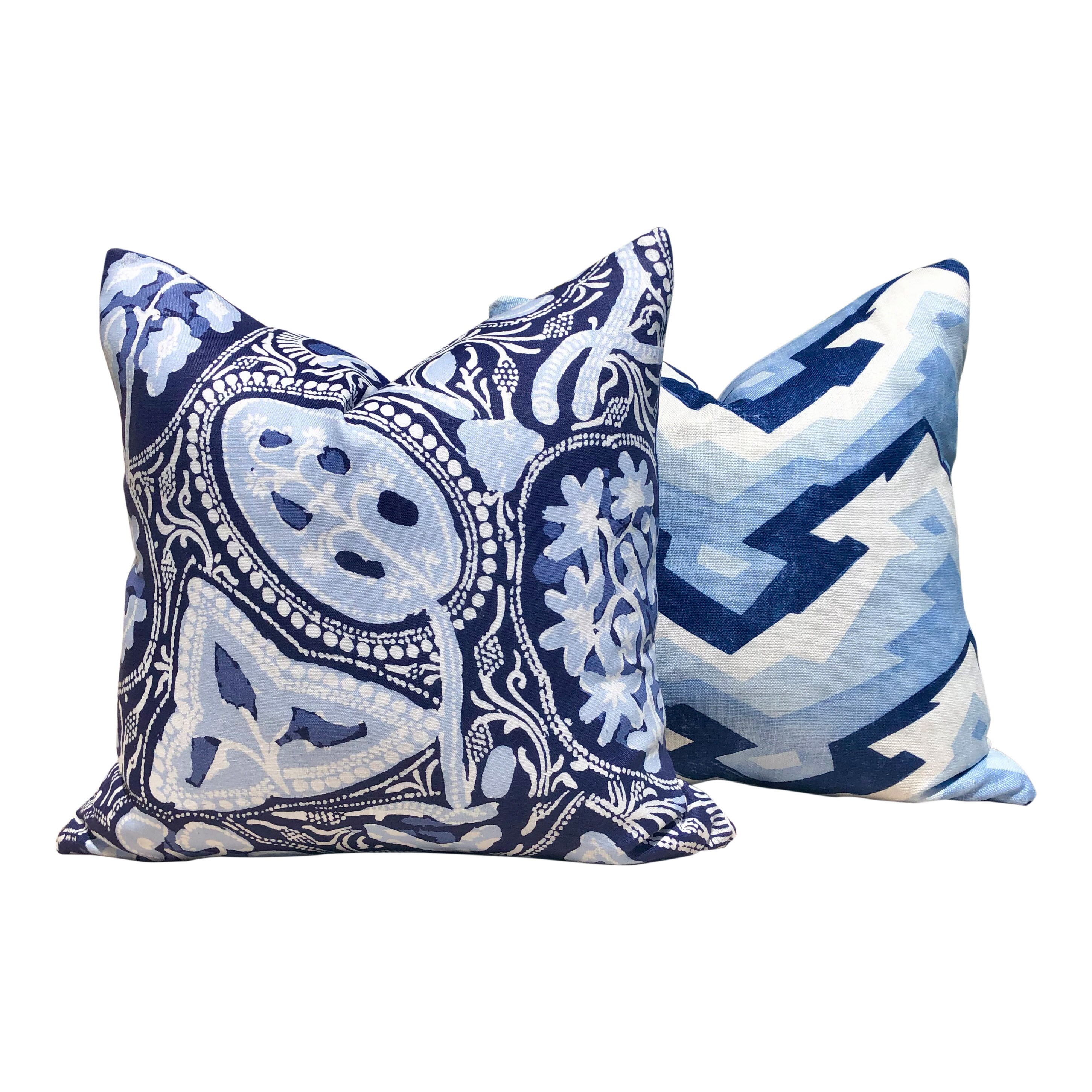 Thibaut Cochin Linen Pillow in Navy. Blue Linen Pillow. Etsy