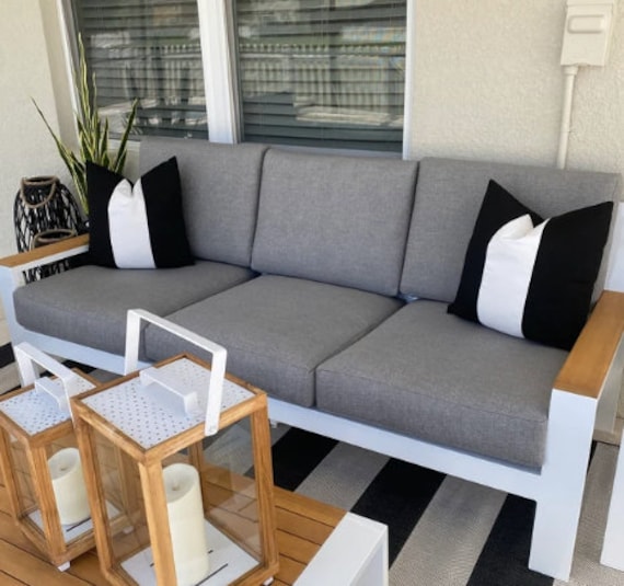 Black and white sunbrella cushions sales