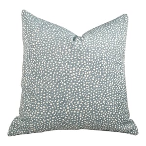 Thibaut Fawn Indoor Outdoor Pillow in Sky Blue. Outdoor Designer Pillow, Outdoor Light Blue Cushion Cover, Lumbar Animal Print Pillow Covers