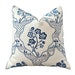 Schumacher Marella Pillow in Delft. Designer pillows, Accent Cushion Covers, Euro Sham Pillows in Blue White, Decorative Floral Pillows