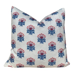 Thibaut Milford Pillow in Red and Blue. Decorative Accent Cushion Covers  Euro Sham Pillow Case 26&quot;X26&quot;, Designer French Country Pillows