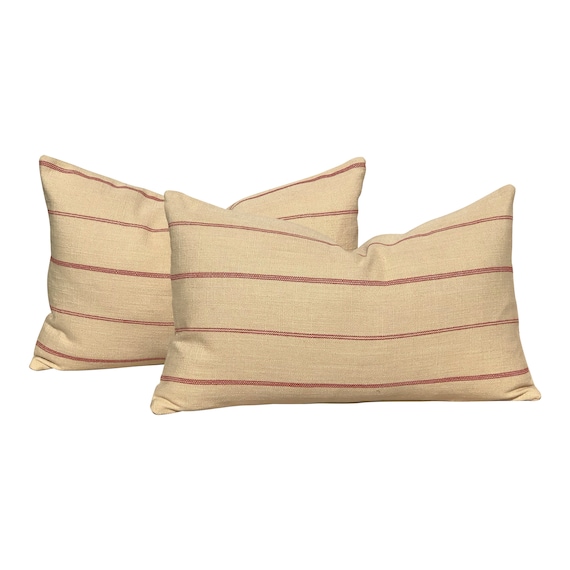 French Beige Linen Pillow Cover in Red French Beige Linen Pillow Cover in Red