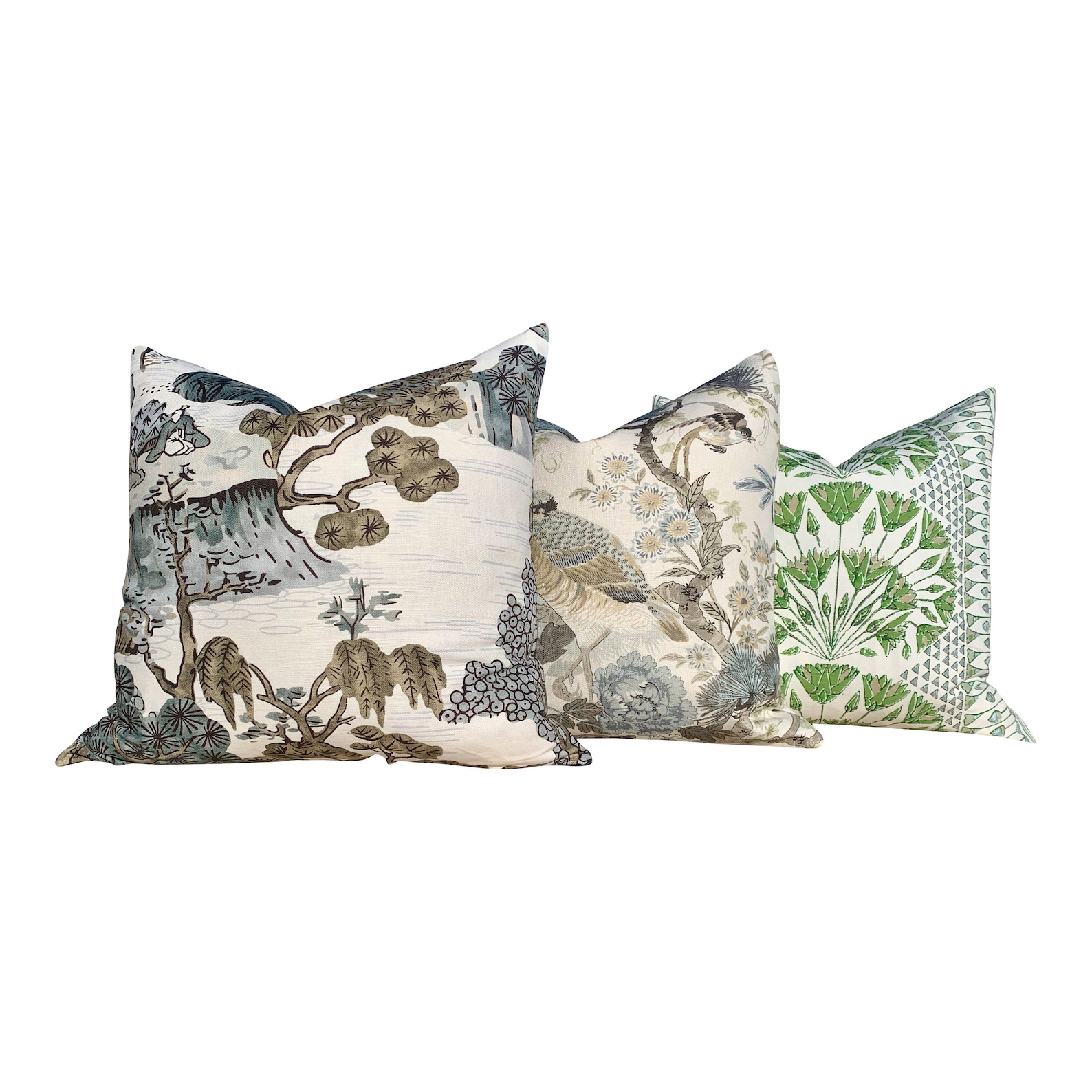 Thibaut asian Scenic Pillow in Gray. Chinoiserie Etsy