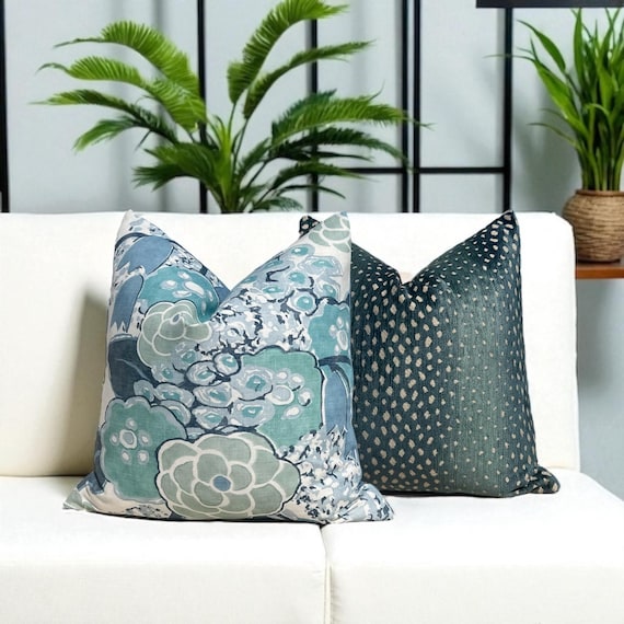 Thibaut Gazelle Woven Pillow Peacock. Luxurious Chenille Pillow