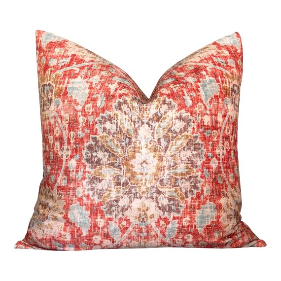 Persian Faux Velvet Lumbar Pillow In Strawberry Oriental Etsy