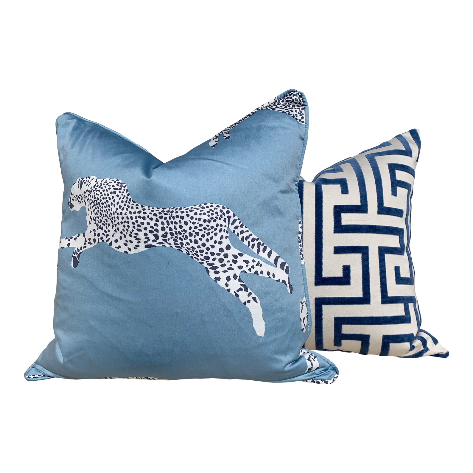 Leaping Cheetah Pillow in Blue . Animal Print Sky Blue Pillow Etsy