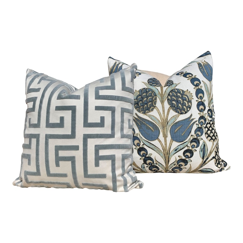 Thibaut Ming Trail Pillow Aqua Blue. Designer Pillows High Etsy