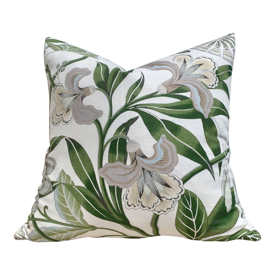 Thibaut Cleo Floral Pillow in Green and White. Decorative Etsy
