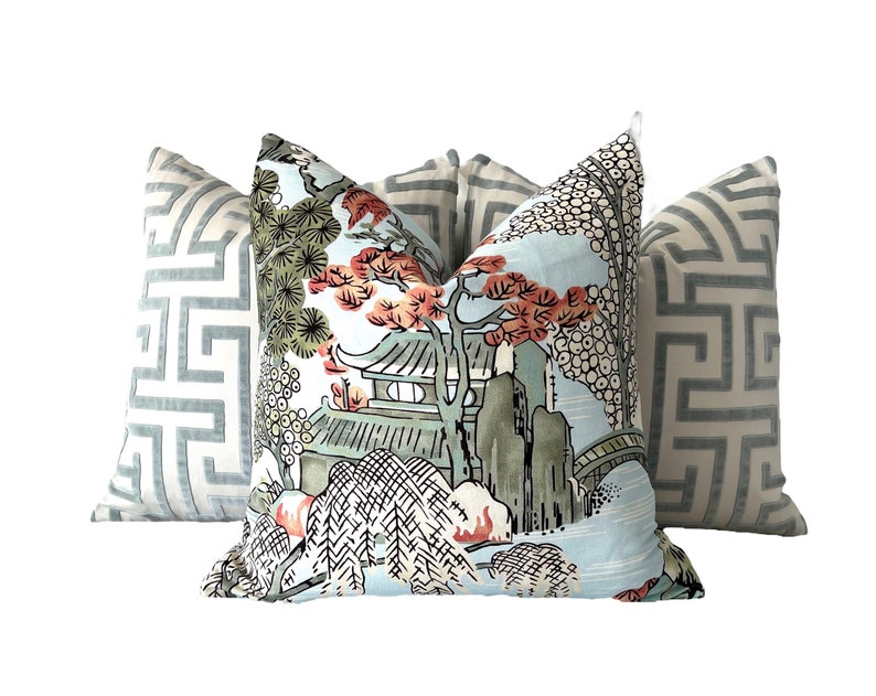 Thibaut Ming Trail Pillow Aqua Blue. Designer Pillows // High Etsy