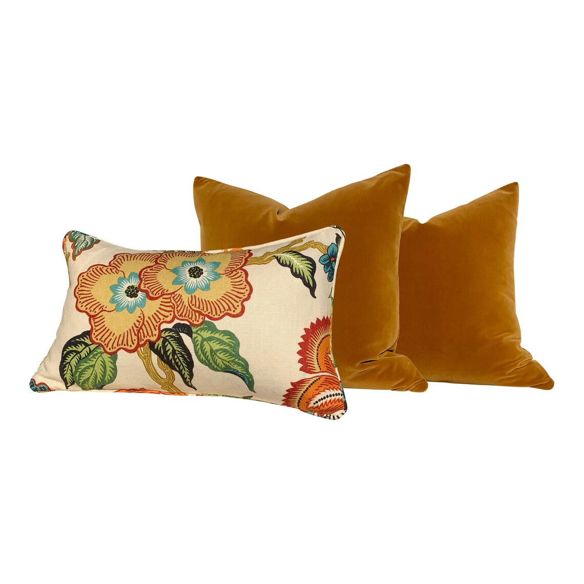 Velvet Pillow in Caramel. Lumbar Plush Velvet Pillow. Designer Etsy