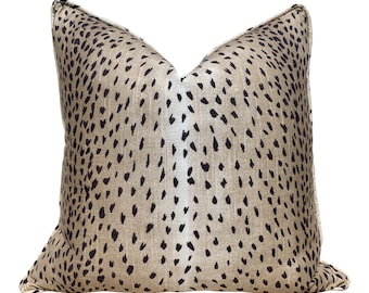 Antelope Pillow In Tan. Animal Print Lumbar Pillow, Long Lumbar Pillow, Euro Sham, Tan Black Cushion Cover, Striped Spotted Pillow,