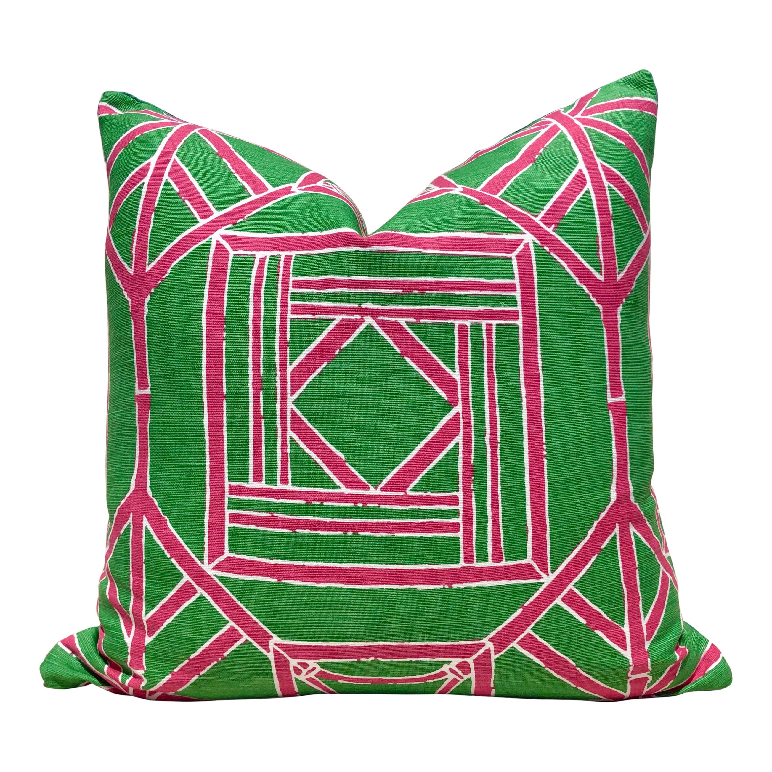 邦楽 the pillows STAMP COLLECTION Thiabut Shoji Panel Pillow Kelly Green and Pink. Geometric