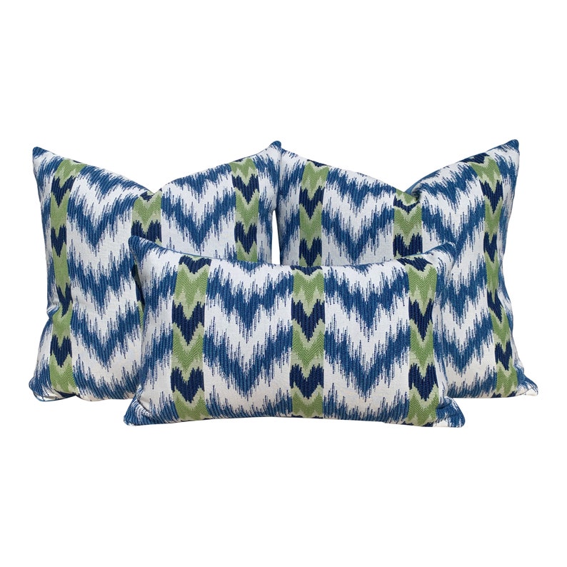 Outdoor Chevron Pillow in Navy. Outdoor Lumbar Pillow in Etsy