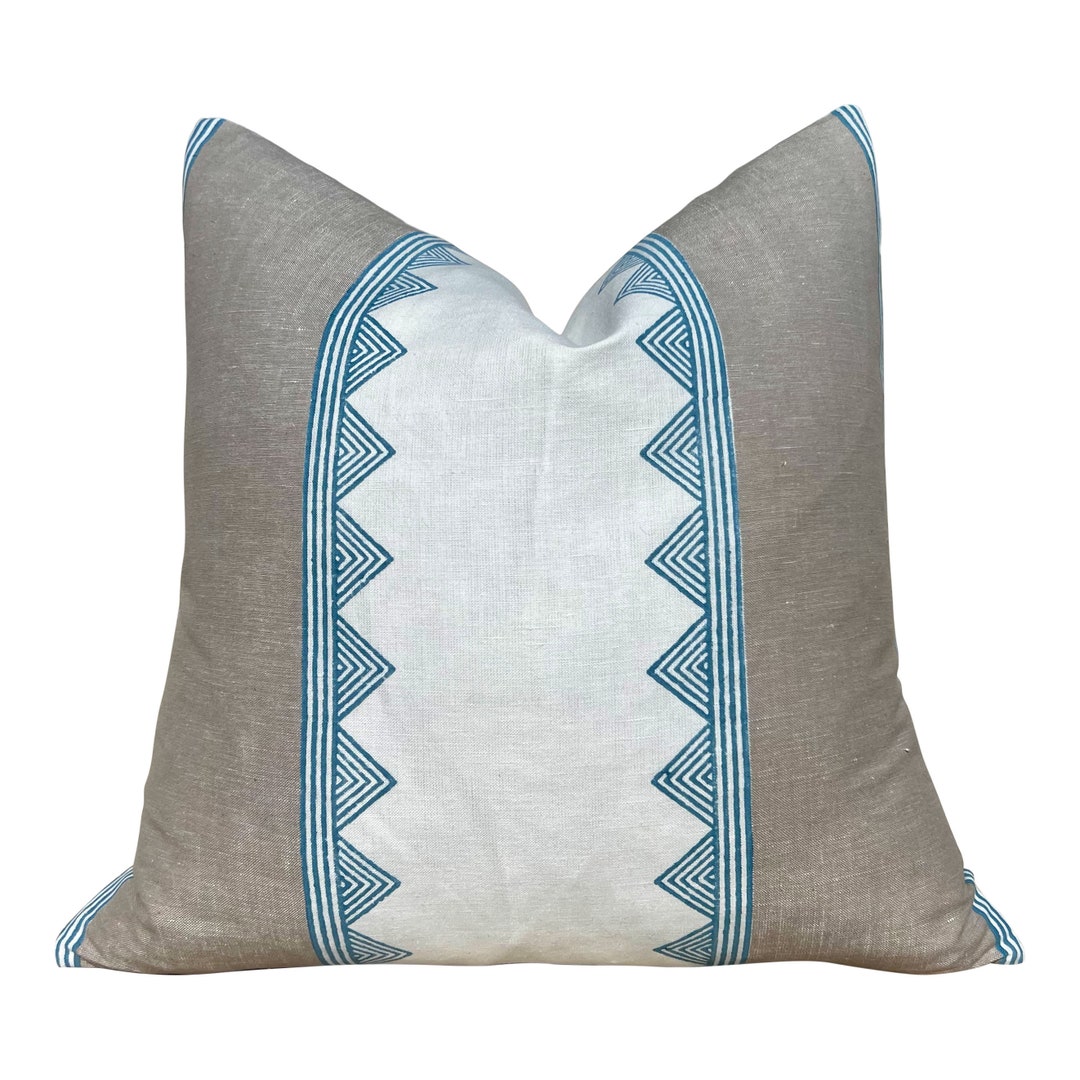 Thibaut Kismet Striped Pillow in French Blue. Lumbar Striped Accent Pillow Cover, Decorative