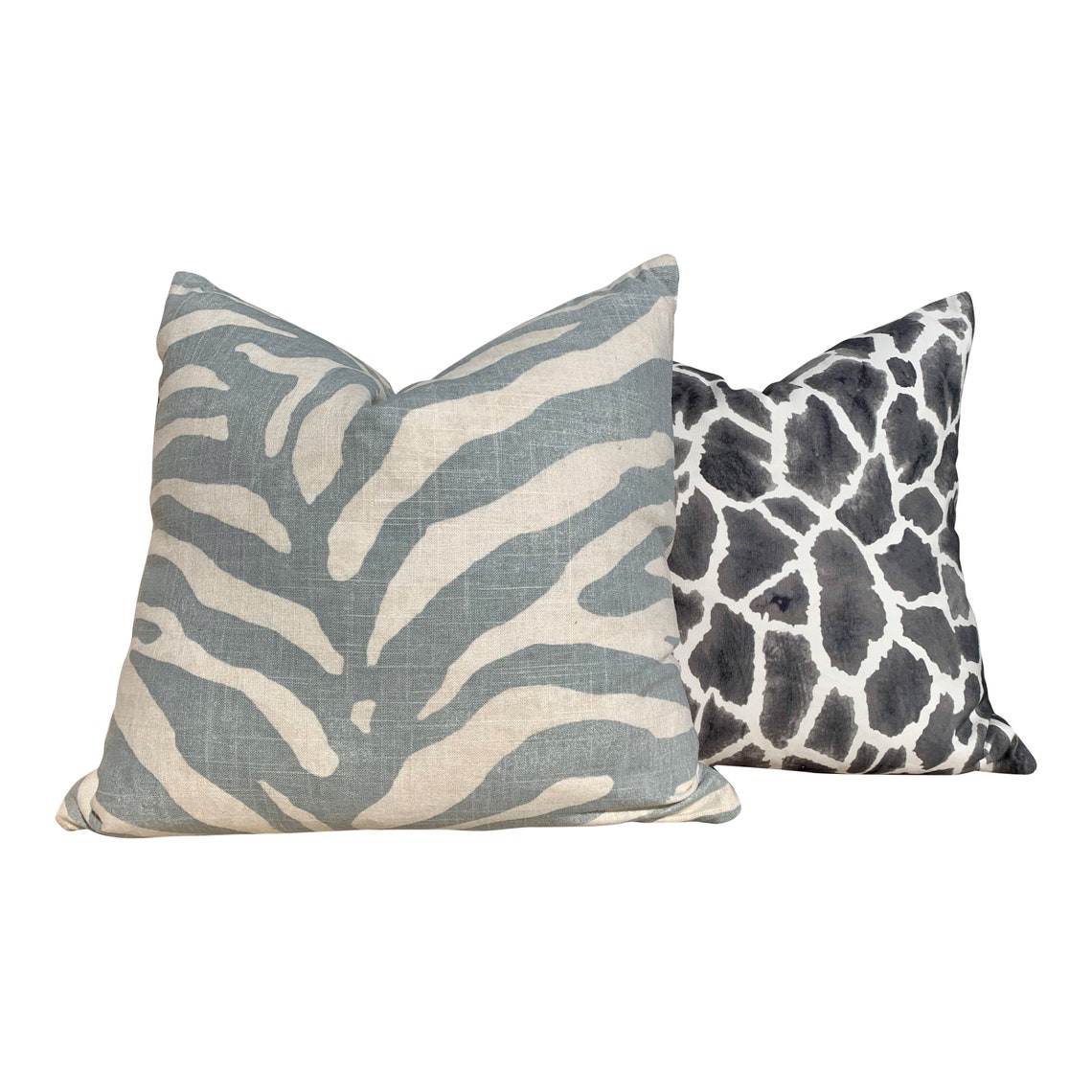 Animal Skin Pillow in Spa Blue. Zebra Lumbar Cushion Cover Etsy