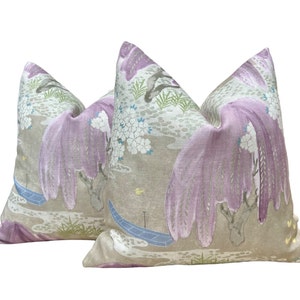 Thibaut Willow Tree in Lavender. Designer Pillows, Accent Beige Pillow, High End Pillows, Floral Pillow Cover, Lumbar Pillows, Euro Sham
