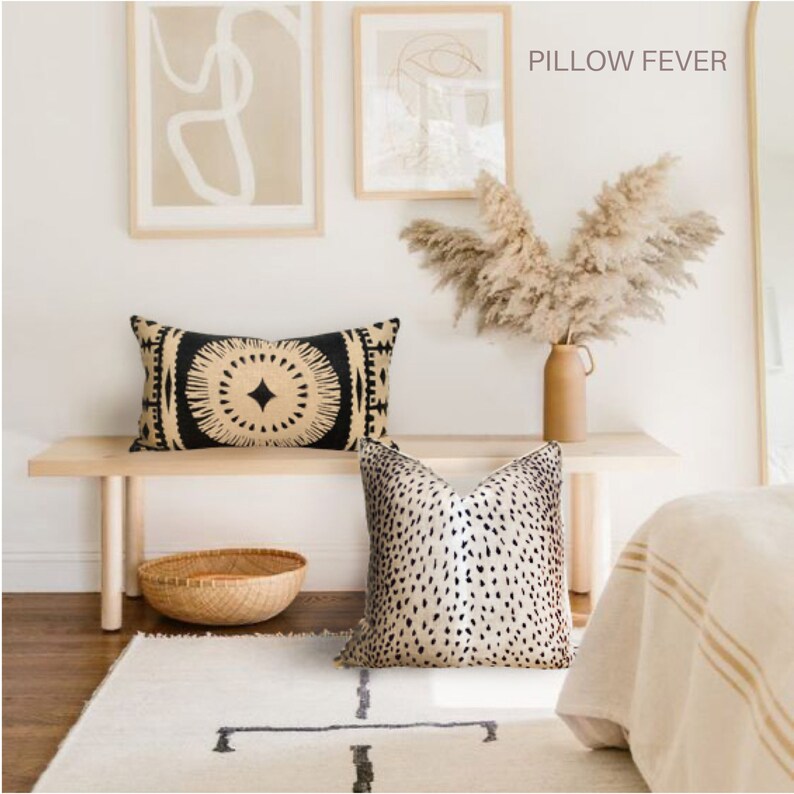 Antelope Pillow in Tan. Animal Print Lumbar Pillow Long Etsy