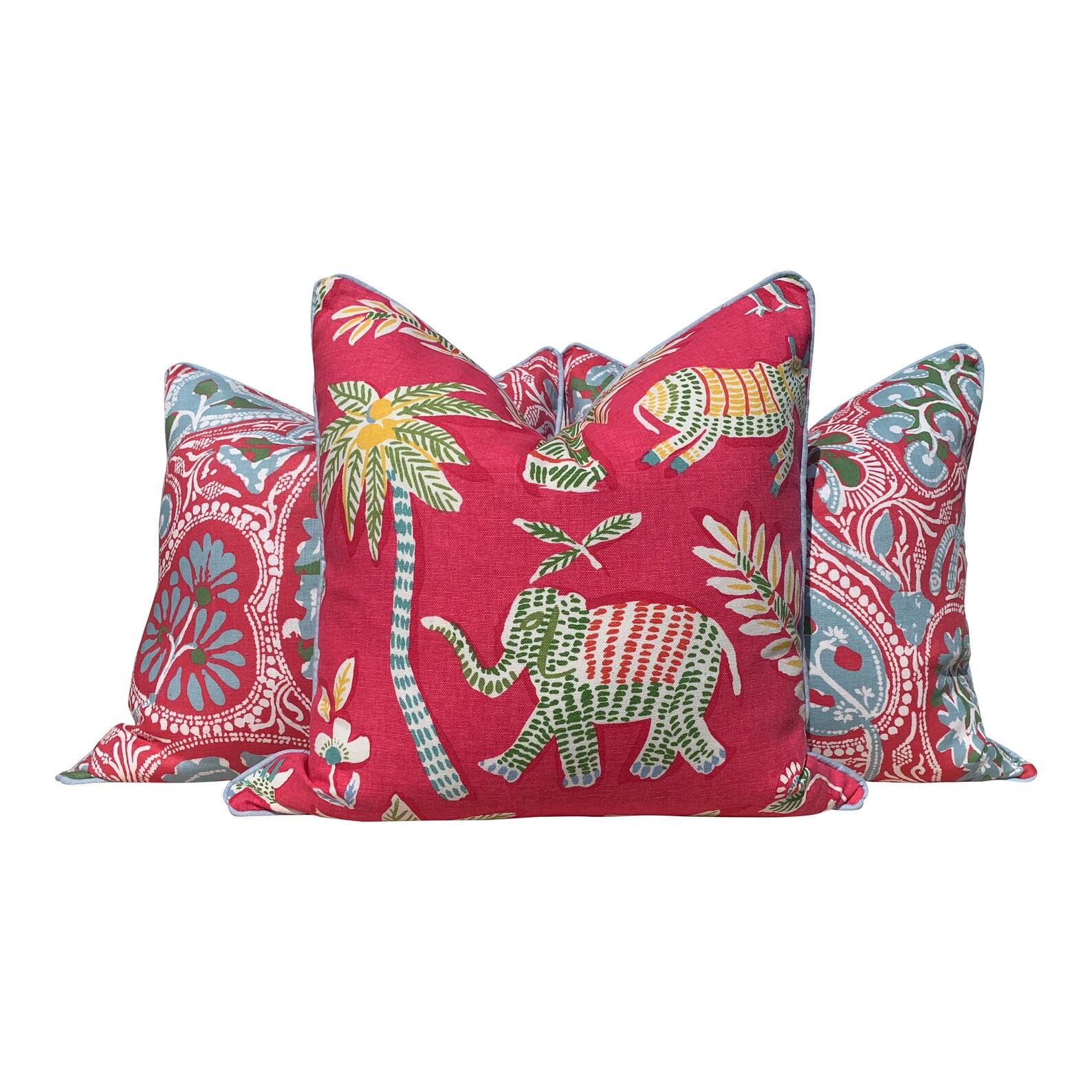 Thibaut Cochin Linen Pillow in Fuchsia // Lumbar Pink Pillow Etsy