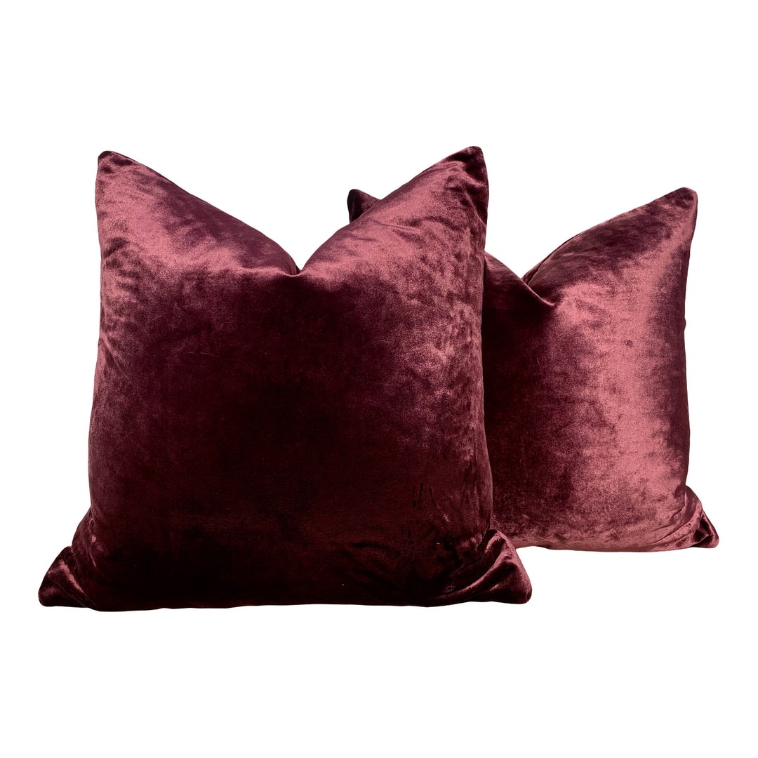 Antique Velvet Pillow in Plum. Lumbar Velvet Pillow in Plum. Etsy