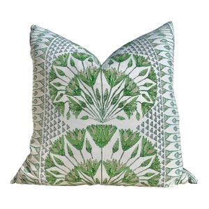 Anna French Cairo pillow Green. Medallion Designer Pillows, Decorative Cushion Covers, Euro Sham Green Cushion, Floral Green Throw Pillows