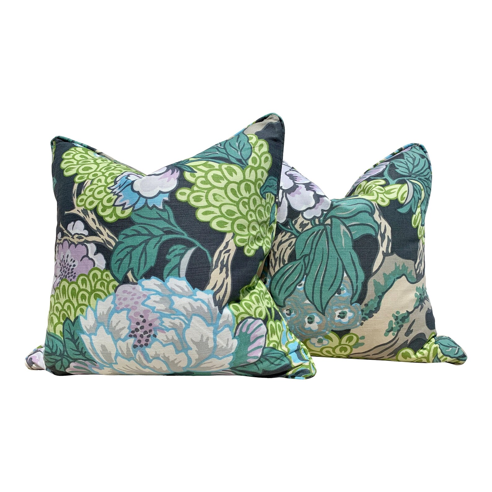 Thibaut Honshu Pillow in Gray and Lilac. Chinoiserie Floral Etsy