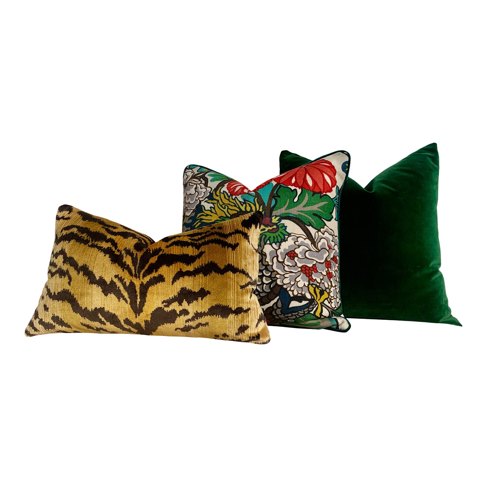 Velvet Pillow in Green. Decorative Velvet Pillow, Lumbar Velvet Pillow