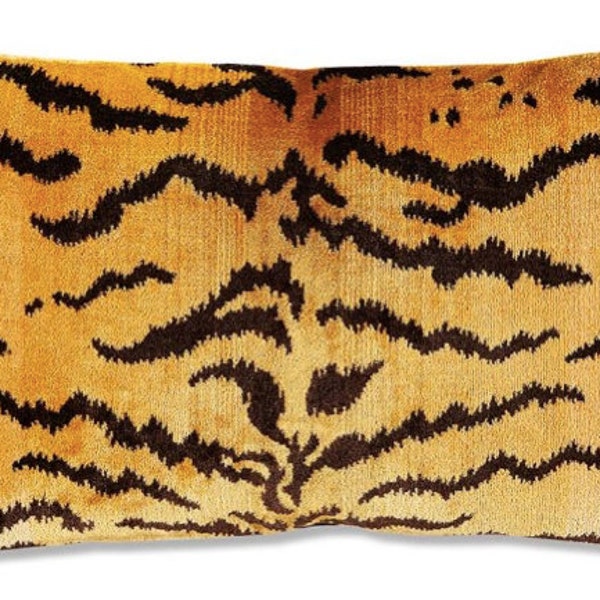 Scalamandre La Tigre Silk Velvet Pillow.  Luxury  Designer Pillows, High End Pillows, Leopard Velvet Pillows, Soft Velvet Lumbar Pillows