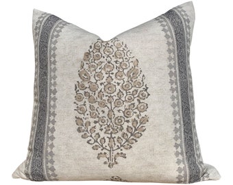 Thibaut Chappana Medallion Pillow in Gray. Designer pillows, accent cushion cover, decorative pillow, high end pillow.