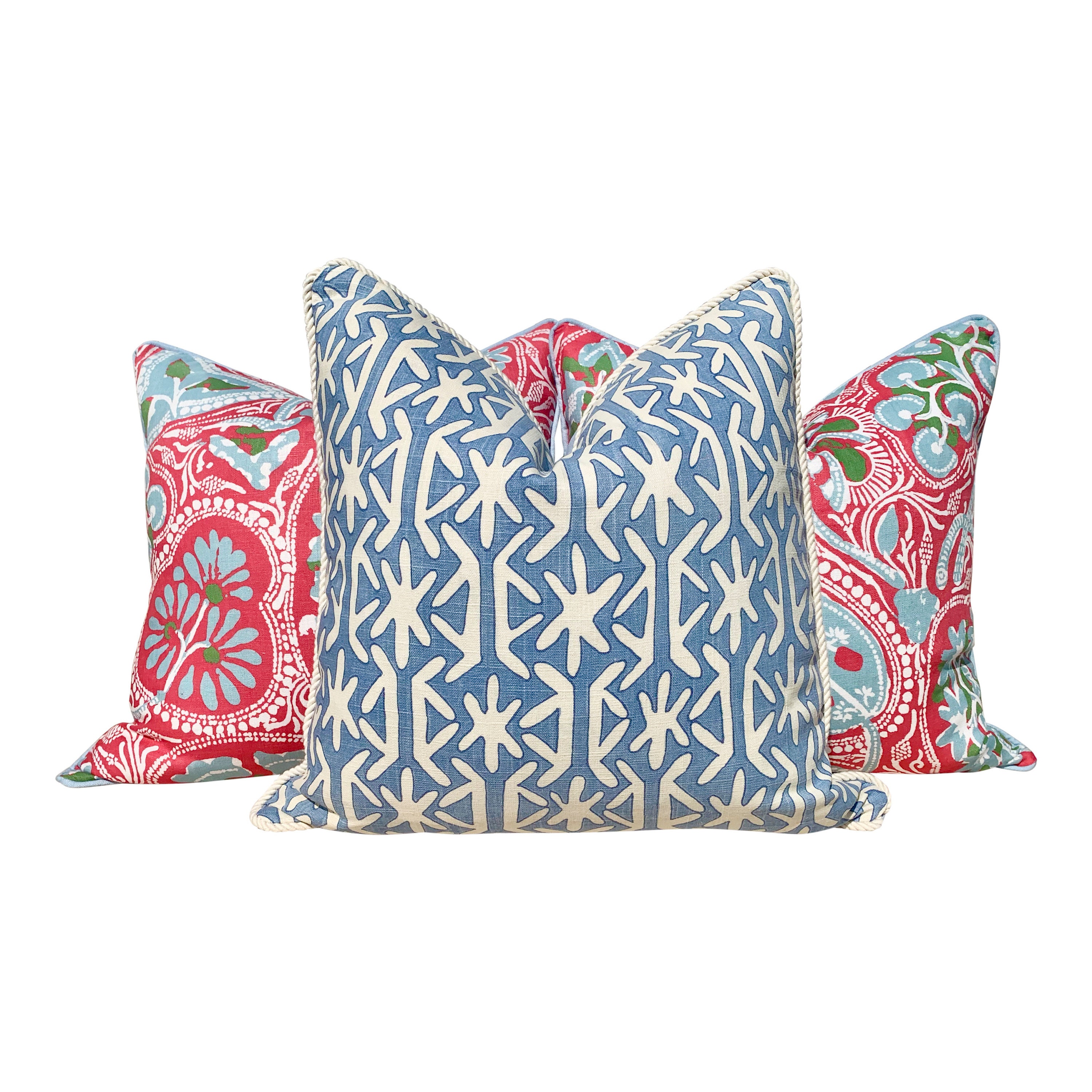 Thibaut Quadrille Pillow in Light Blue Embellished with Cotton Etsy