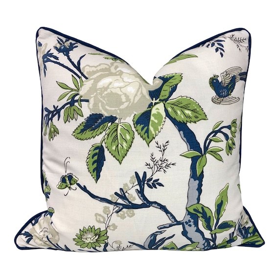 Thibaut Cairo Floral Blue and White Throw Pillow