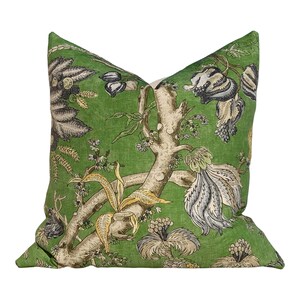 Thibaut Chatelain Pillow Cover in Green. Designer Decorative Pillow Cover Green French Country Floral Accent lumbar Cushion Case Euro Sham image 3