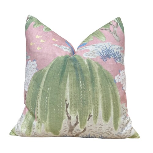 Thibaut Asian Scenic Kelly and Blue Green Pillow. Lumbar Etsy